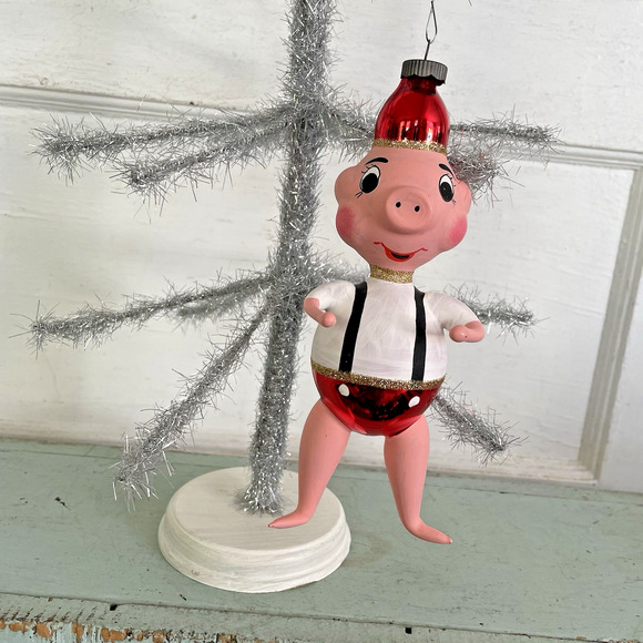 Vintage Christmas Blown Glass PIG Ornament de Carlini (?) Italy - Picture 2 of 8